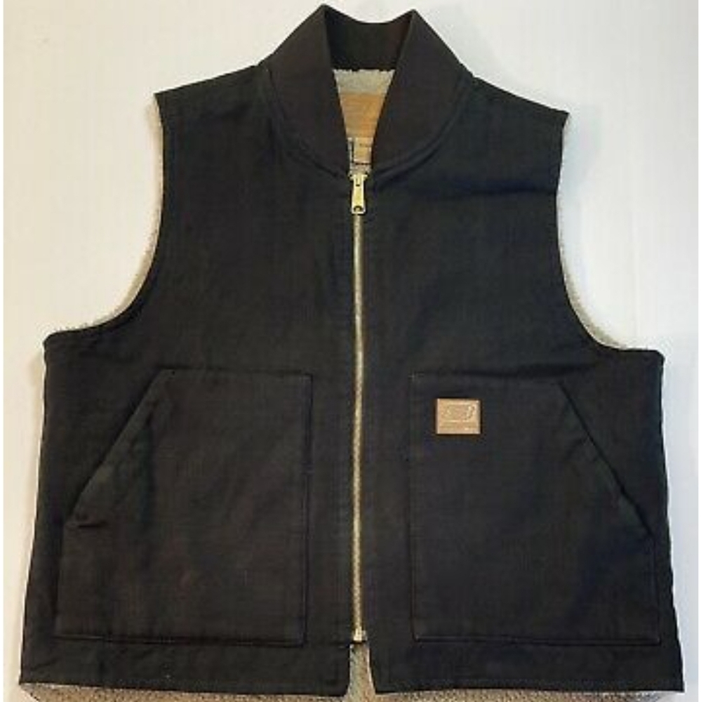 Men's Skechers XL Canvas, Sherpa Lined, Pockets, Outdoor, Black Sleeveless Vest